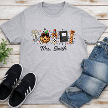 Load image into Gallery viewer, Personalized Teacher T-Shirt Hoodie with Leopard Apple Design