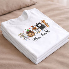 Load image into Gallery viewer, Personalized Teacher T-Shirt Hoodie with Leopard Apple Design