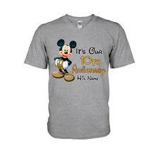 Load image into Gallery viewer, Personalized Mickey and Minnie Anniversary T-shirt & Hoodie Set for Couples