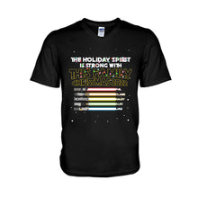 Load image into Gallery viewer, Personalized Christmas Family T-Shirt with Holiday Spirit Design