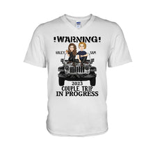 Load image into Gallery viewer, Personalized Couple Car T-Shirt and Hoodie with Custom Names | Engagement, Valentine's Day, Anniversary Gift