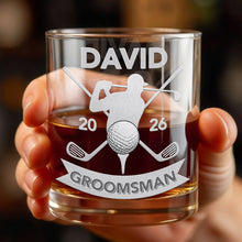 Load image into Gallery viewer, Personalized Custom Whiskey Glass Gift for Groomsman Golf Lover