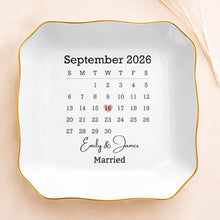 Load image into Gallery viewer, Personalized Lace Jewelry Dish Custom Names Wedding Gift