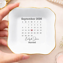 Load image into Gallery viewer, Personalized Lace Jewelry Dish Custom Names Wedding Gift