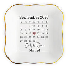 Load image into Gallery viewer, Personalized Lace Jewelry Dish Custom Names Wedding Gift