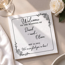 Load image into Gallery viewer, Personalized Floral Cocktail Napkins Custom Wedding Name Gift