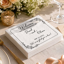 Load image into Gallery viewer, Personalized Floral Cocktail Napkins Custom Wedding Name Gift