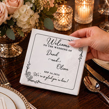 Load image into Gallery viewer, Personalized Floral Cocktail Napkins Custom Wedding Name Gift