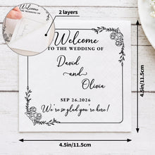 Load image into Gallery viewer, Personalized Floral Cocktail Napkins Custom Wedding Name Gift