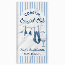 Load image into Gallery viewer, Personalized Beach Towel for Bachelorette Party Custom Name