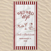 Load image into Gallery viewer, Personalized Cowboy Hat Beach Towel Gift for Bachelorette Party