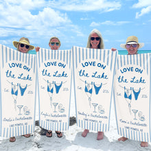 Load image into Gallery viewer, Personalized Beach Towel Custom Name Bachelorette Gift Flamingo