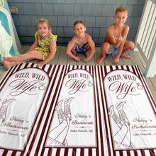 Load image into Gallery viewer, Personalized Beach Towel for Wife Bachelorette Party Custom Name