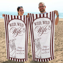 Load image into Gallery viewer, Personalized Beach Towel for Wife Bachelorette Party Custom Name