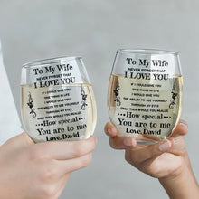 Load image into Gallery viewer, Personalized Stemless Wine Glass Custom Text Gift for Wife