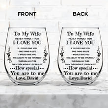 Load image into Gallery viewer, Personalized Stemless Wine Glass Custom Text Gift for Wife