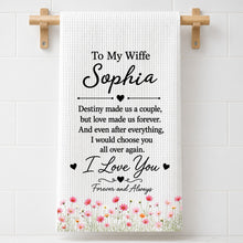 Load image into Gallery viewer, Personalized Floral Heart Kitchen Towel Custom Gift for Wife