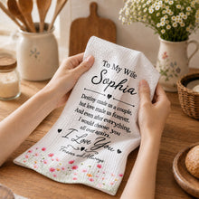 Load image into Gallery viewer, Personalized Floral Heart Kitchen Towel Custom Gift for Wife