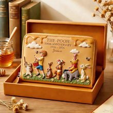 Load image into Gallery viewer, Personalized Leather Long Wallet Disney Pooh 100th Anniversary Gift for Movie Fans
