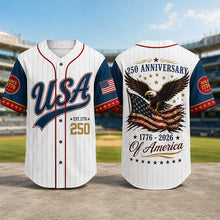 Load image into Gallery viewer, Personalized USA 250 Baseball Jersey Shirt Custom Name Gift for 4th of July