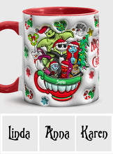 Load image into Gallery viewer, Personalized Merry Grinchmas Accent Mug with Custom Name for Holiday Gifts