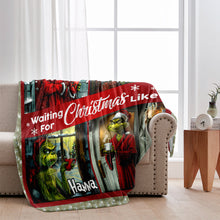 Load image into Gallery viewer, Personalized Waiting for Christmas Blanket Grinch Design Gift for Family
