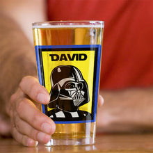 Load image into Gallery viewer, Personalized Beer Glass with Custom Name Star Wars Theme Gift for Dad