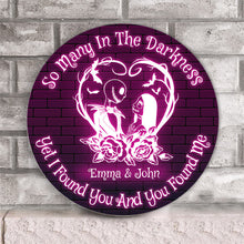 Load image into Gallery viewer, Personalized Halloween Round Wood Sign Custom Name Gift for Couple