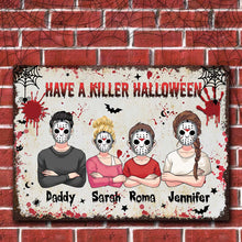 Load image into Gallery viewer, Personalized Halloween Family Metal Sign Custom Name Decor