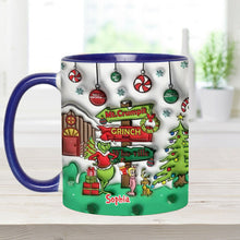 Load image into Gallery viewer, Personalized Christmas Accent Mug Grinch Design Custom Name Gift