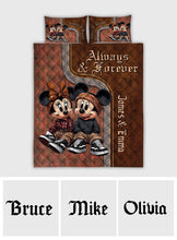 Load image into Gallery viewer, Personalized Mickey & Minnie Mouse Quilt Set for Couples | Unique Romantic Gift
