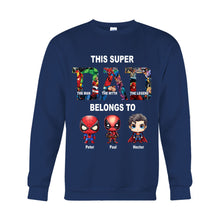 Load image into Gallery viewer, Personalized Super Dad T-shirt Custom Names Gift for Father's Day