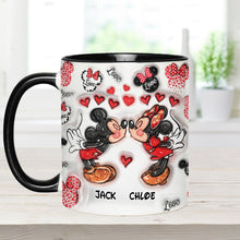 Load image into Gallery viewer, Personalized Accent Mug You & Me Kissing Mickey Minnie Gift for Couple