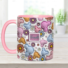 Load image into Gallery viewer, Personalized Disney Floral Accent Mug with Custom Name Gift for Mom