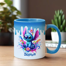 Load image into Gallery viewer, Personalized Blue Ohana Accent Mug Custom Name Gift Idea