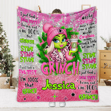 Load image into Gallery viewer, Personalized Merry Grinchmas Blanket Custom Name Christmas Gift