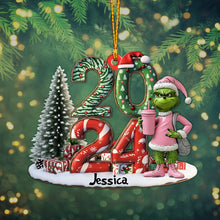 Load image into Gallery viewer, Personalized Grinch Christmas Ornament Custom Shaped Gift 2024