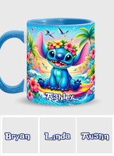 Load image into Gallery viewer, Personalized Ohana Accent Mug Custom Name Tropical Gift
