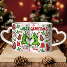 Load image into Gallery viewer, Personalized Couple Matching Heart Handle Mugs Christmas Gift