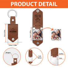 Load image into Gallery viewer, Personalized Leather Photo Keychain Couple Gift with Custom Message