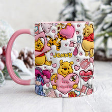 Load image into Gallery viewer, Personalized Accent Mug with Cute Pooh Bear Design for Valentine’s Day or Wedding Gift
