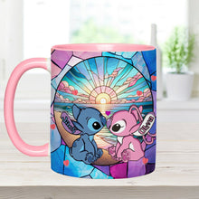Load image into Gallery viewer, Personalized Ohana Accent Mug with Sunrise Beach Design Gift for Couples