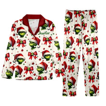 Load image into Gallery viewer, Personalized Grinchmas Button Down Pajamas for Christmas