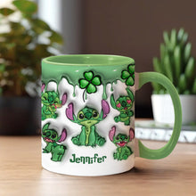 Load image into Gallery viewer, Personalized Lucky Shamrock Accent Mug Custom Name Gift