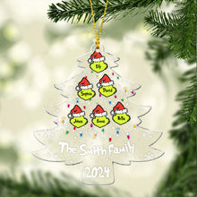Load image into Gallery viewer, Personalized Grinch Family Transparent Christmas Ornament 2024