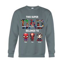 Load image into Gallery viewer, Personalized Super Dad T-shirt Custom Names Gift for Father's Day