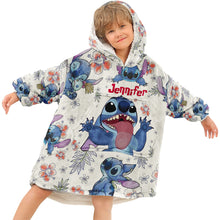 Load image into Gallery viewer, Personalized Stitch Blanket Hoodie Gift for Kids & Teens
