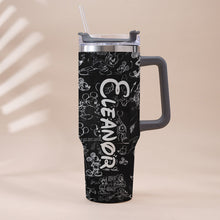 Load image into Gallery viewer, Personalized Black and White Mouse Tumbler with Handle Gift for Mom or Dad