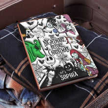 Load image into Gallery viewer, Personalized Nightmare Before Christmas Leather Journal Gift