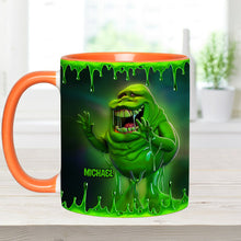 Load image into Gallery viewer, Personalized Green Ghost Accent Mug for Halloween & Birthdays